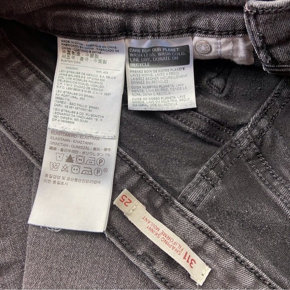 Levis 311 jeans faded black shaping skinny mid rise slimming forever classic 25 - Picture 8 of 14
